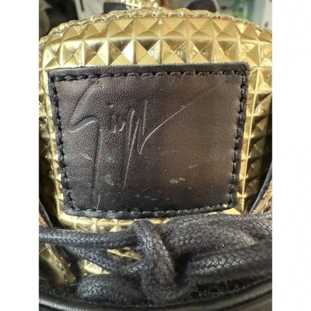 Giuseppe Zanotti Mens Gold Studded High Top Shoes Double Zip Buckle Sz 44